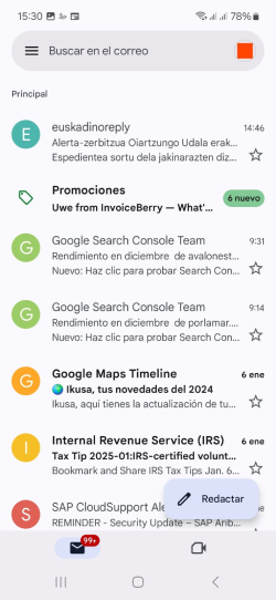 Haz clic en el avatar de tu cuenta regular en GMail
