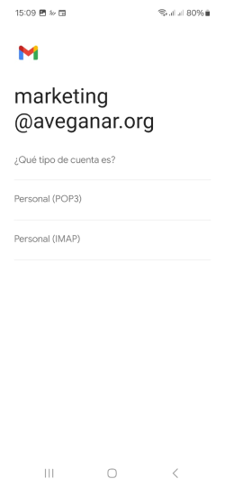 Selecciona: Personal (IMAP)