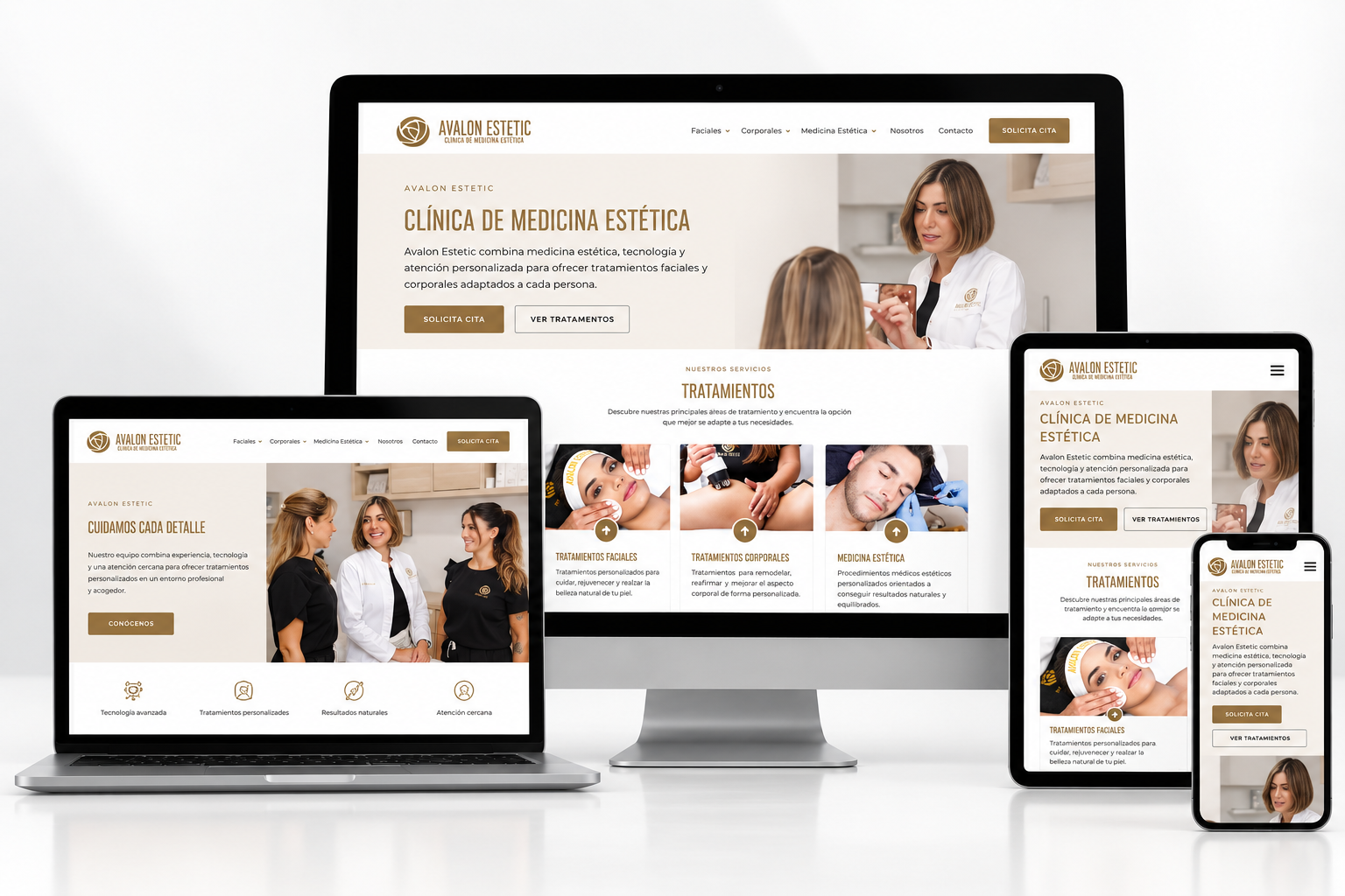 Diseño web responsive de Avalon Estetic
